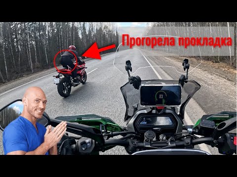 Видео: ПРОГОРЕЛА ПРОКЛАДКА! Прохват по трассе за шашлыком Bajaj Dominar 400 & HONDA CBR 400R