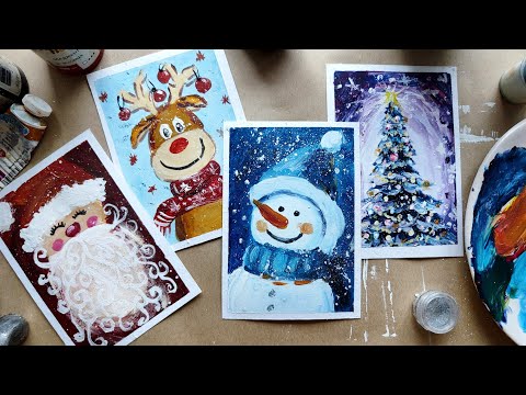 Видео: НОВОГОДНИЕ ЗИМНИЕ ОТКРЫТКИ 🦌🎄🎅☃️