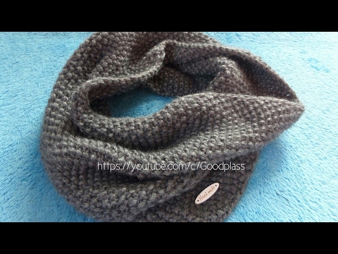 Видео: Вязаный шарф снуд, труба, хомут бесшовный. Вязание спицами. Узор Рис (Мох,Жемчужный,Путанка ).
