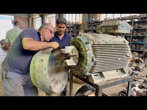 Видео: всё об электродвигателях || Замена подшипников электродвигателя ABB 200 кВт, 1500 об/мин