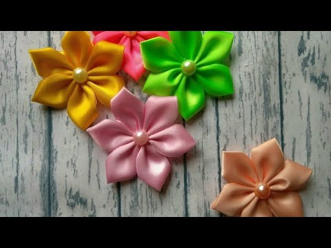 Видео: FLOR o ROSA liston SATINADO. цветок канзаши. FLOR DE CETIM .