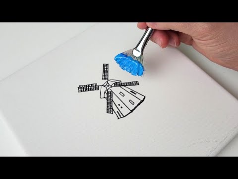 Видео: Как рисовать ветряные мельницы и цветочные поля тюльпанов / Изображение исцеления ❤️