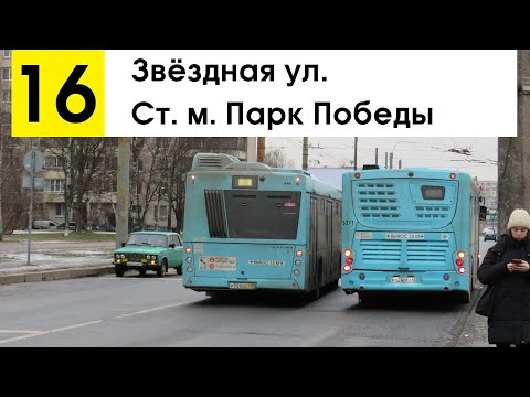 Видео: Автобус 16 "Ст. м. "Парк Победы" - Звёздная ул."