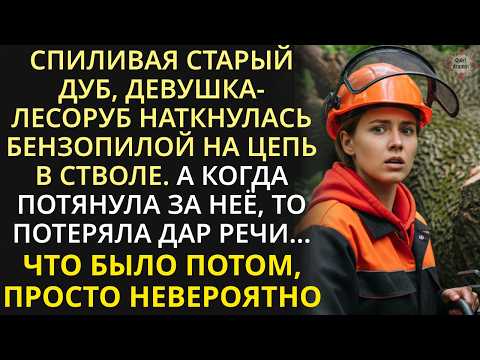 Видео: Лесоруб пилила старый дуб и наткнулась на цепь внутри ствола, а когда вытянула её, потеряла дар речи