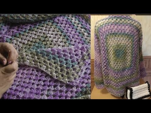 Видео: Кардиган крючком на основе бабушкиного квадрата без швов