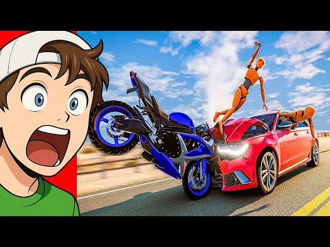 Видео: Безумные АВАРИИ на МОТОЦИКЛЕ в BeamNG Drive! (Реакция)
