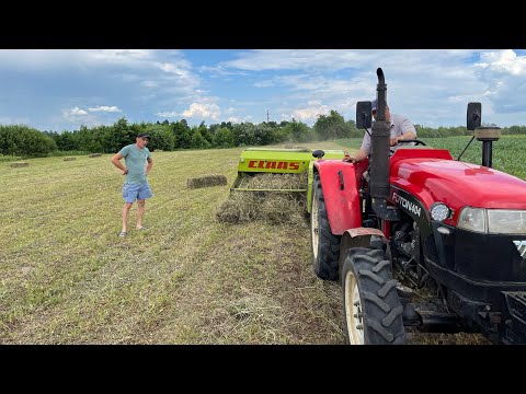 Видео: Перші тюки для биків!  Заготівля сіна на зиму!