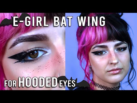 Видео: как сделать макияж в стиле e-girl с крыльями летучей мыши для нависших век || подробный урок по м...