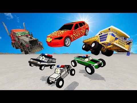Видео: МАЛЕНЬКИЕ МАШИНЫ ПРОТИВ ОГРОМНЫХ! Полицейские погони с машинами Пожирателями и Зомби машинами.