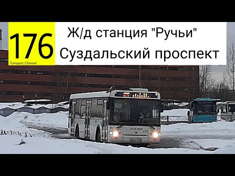 Видео: Автобус 176 "Железнодорожная станция "Ручьи" - Суздальский проспект"