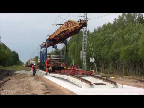 Видео: Рабочий цикл крана УК-25/19 / Work cycle of railway montage crane UK-25/19