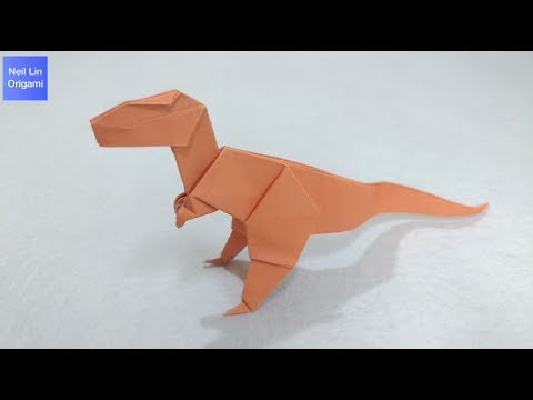Видео: Как сделать динозавра из бумаги. Оригами Динозавр из бумаги