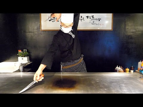 Видео: потрясающее мастерство! teppanyaki steak master - корейская уличная еда