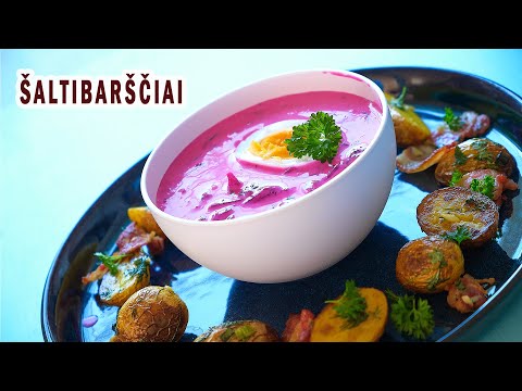 Видео: Литовский холодный борщ (Šaltibarščiai) | Lithuanian summer borscht (Šaltibarščiai)