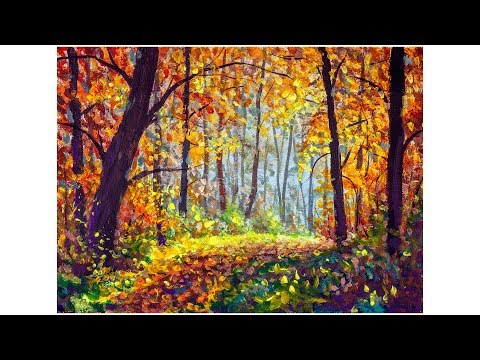 Видео: Солнечный осенний ЛЕС ★ Как нарисовать - ПОЛНЫЙ УРОК ЖИВОПИСИ ★ Валерий Рыбаков