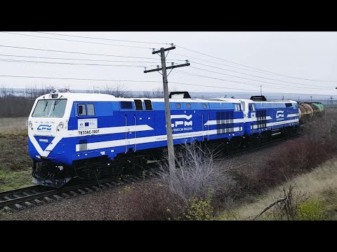 Видео: На подъем! Тепловозы TE33AC-3007-3008 / Толкач 3TE10M-0152-1297. Бессарабка