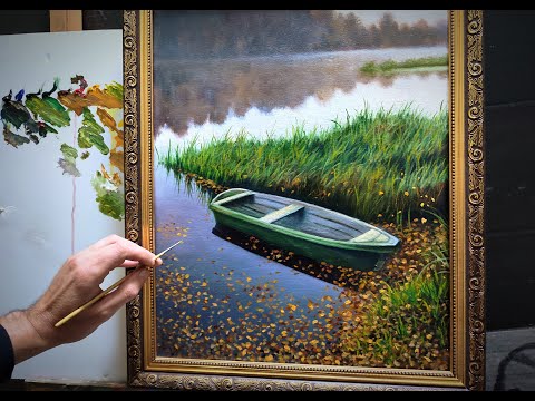Видео: Как рисовать летний пейзаж,лодку у берега часть1|рисуем траву и листья|#art #творчество #искусство