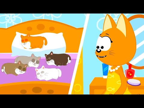 Видео: 5 котят на кровати скачут - песенка для малышей - Кукутики
