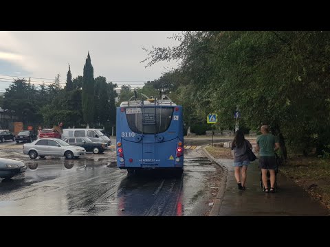 Видео: Севастопольский Троллейбус на ВМЗ 5298.01 Авангард б.Камышовая-б.Казачья 3 сентября