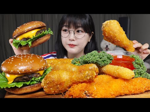 Видео: Домашний чизбургер и хрустящие жареные блюда🍔🍤Mukbang ASMR