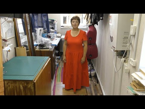 Видео: Летнее  платье ярусами  из хлопкового шитья.