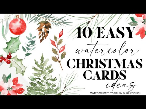 Видео: Самый простой способ нарисовать ДЕСЯТЬ акварельных рождественских открыток для начинающих
