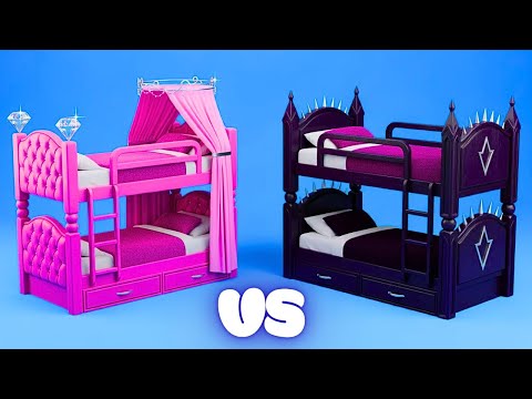 Видео: DIY PINK 💖 против GOTH 🖤: Битва Двухъярусных Кроватей! Секретное Преображение Комнаты 🔥