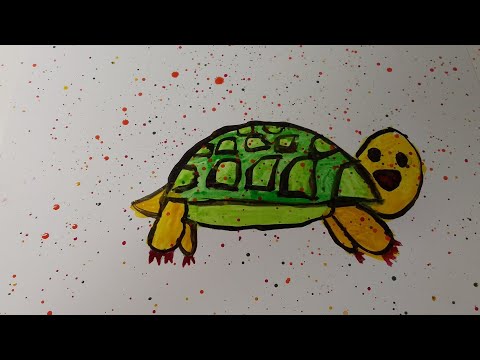 Видео: Рисуем милую черепашку 😉. Простые рисунки, видео урок от Алины 😋
