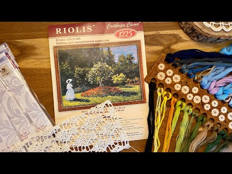 Видео: Вышивка Дама Клод Моне и Купила новые наборы Риолис