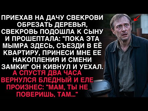 Видео: ПРИЕХАВ НА ДАЧУ, СВЕКРОВЬ ШЕПНУЛА СЫНУ: «СМЕНИ ЗАМКИ В ЕЁ КВАРТИРЕ!» — А ВЕРНУВШИСЬ: «МАМ, ТАМ...