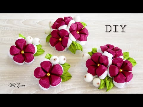 Видео: ЗАЖИМЫ С ЦВЕТАМИ, МК / DIY KANZASHI FLOWERS HAIR CLIP