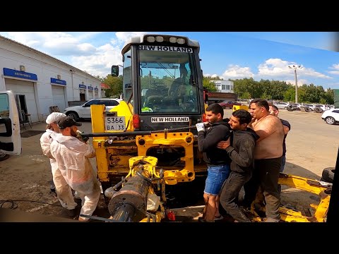 Видео: Замена бракованной каретки на экскаватор погрузчик New Holland lb115b