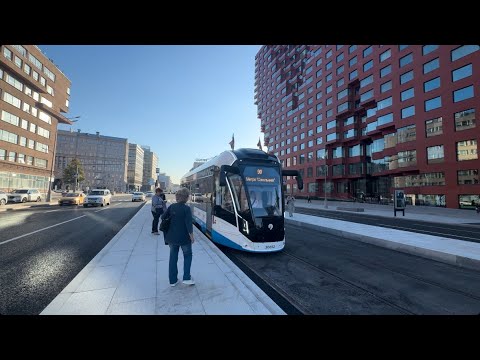 Видео: Кадры новой «автономной» трамвайной линии по просп. акад. Сахарова