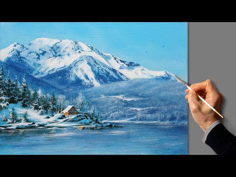 Видео: 👍 Зима в горах. Живопись акрилом. Рисование. Искусство.