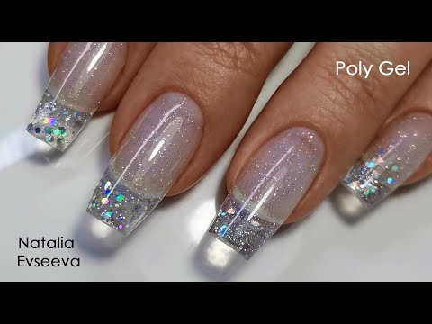Видео: Crystal Manicure / Nail Extension With Poly Gel / Наращивание на верхние формы Поли Гелем / Manicure
