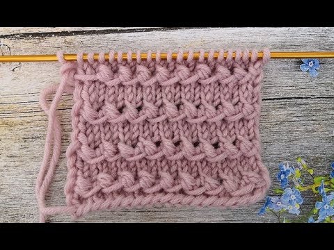 Видео: Красивый узор спицами. Узор с "узелками".