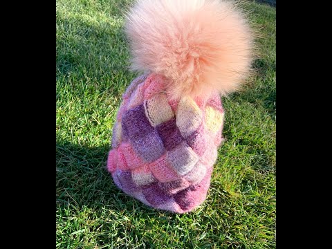 Видео: Шапка спицами энтрелак/Gorro punto entrelac/Entrelac  cap