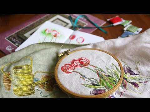 Видео: Дела садовые в вышивке и не только/снова Lanarte/возвращение Just Nan/моя схема с тюльпанами/блокнот