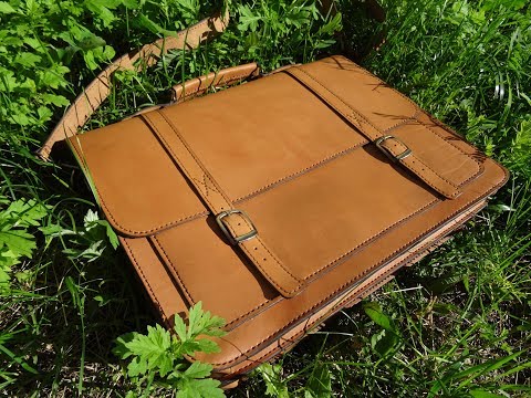 Видео: Работа с кожей. Кожаный портфель. Leather briefcase hand made.