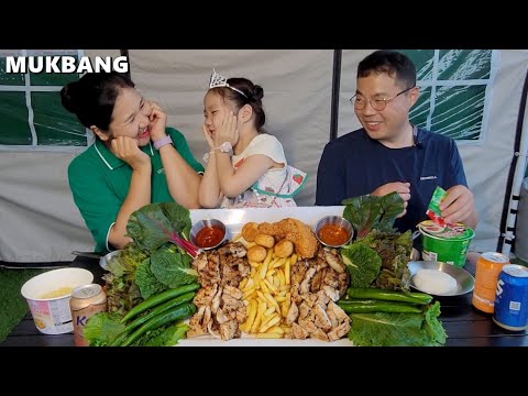 Видео: Корейская семья Курица-грильㅣft.Картофель фри и сырные шарикиㅣCooking&Mukbang