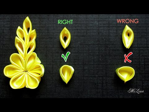 Видео: Острый и Круглый лепестки Канзаши, БЕЗ ОШИБОК, МК  / DIY Basic Kanzashi  petals without mistakes