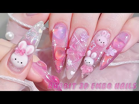 Видео: sub) Ногти в виде кролика!🐰🎀/🇰🇷Корейский маникюр / Как сделать кролика!🙋🏻‍♀️/ Нейл-арт / ASMR