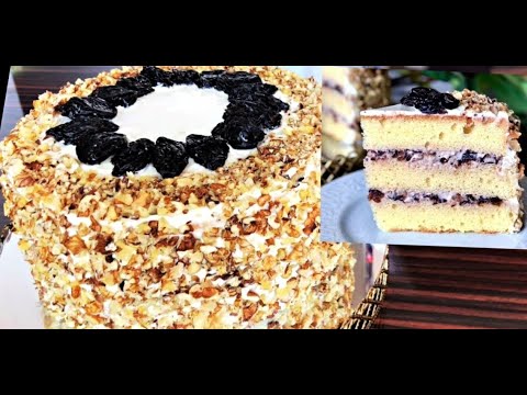 Видео: Нереально Вкусный Торт! Бисквитный Торт с Черносливом и Грецкими Орехами.