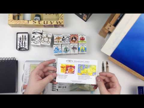 Видео: Небольшой обзор по туши Winsor&Newton Drawing ink и Calligraphy Ink