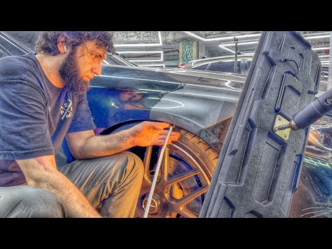 Видео: ⚠️ Удаление вмятины на алюминиевом крыле Mercedes S-Class - без покраски, на ребре жесткости. 🔥
