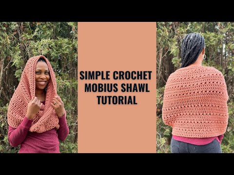 Видео: Простая шаль Мёбиуса крючком | Как связать шаль Мёбиуса крючком | Проекты по вязанию крючком из о...
