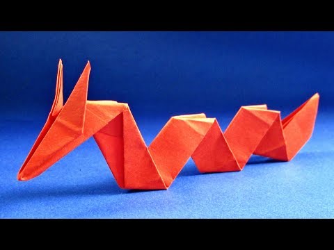 Видео: Оригами змея. Как сделать дракона из бумаги - ЗМЕЙ ДРАКОН