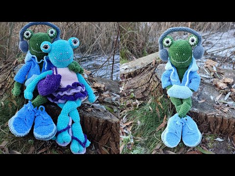 Видео: Вязаная крючком лягушка из плюшевой пряжи (1 часть) ♡ Плюшевая жабка крючком ♡ МК жаба крючком