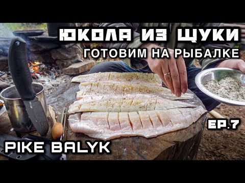 Видео: ЮКОЛА из ЩУКИ простой РЕЦЕПТ Готовим БАЛЫК из ЩУКИ на рыбалке ПОЙМАЛ и ПРИГОТОВИЛ Походная Кухня