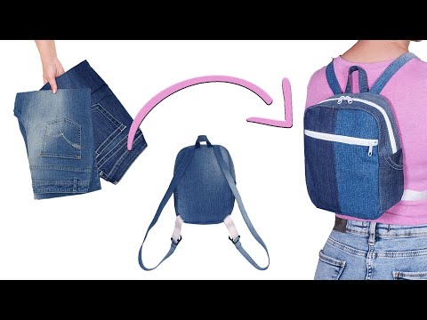 Видео: Старые джинсы превратила легко в милый рюкзачок!
